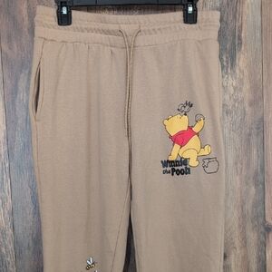 Disney Tan Sweatpants with Winnie The Pooh Graphics Jogger S